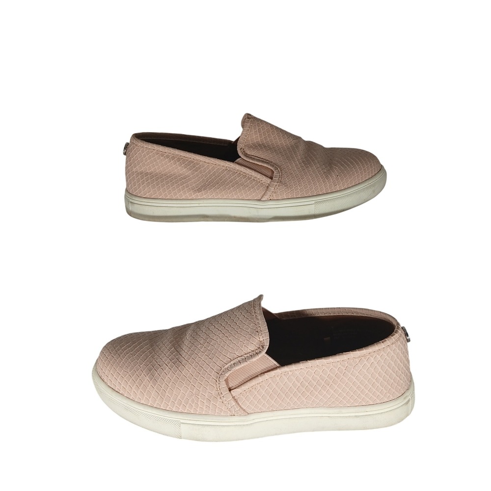 Express Womens Blush Pink Snakeskin Embossed Slip On Sneakers Size 7 Flat Shoes